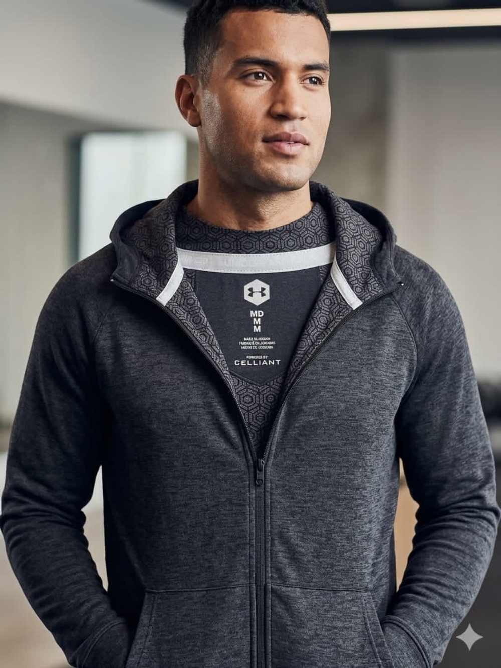 Under Armour Men’s Charcoal Full-Zip Hooded Jacket •size M